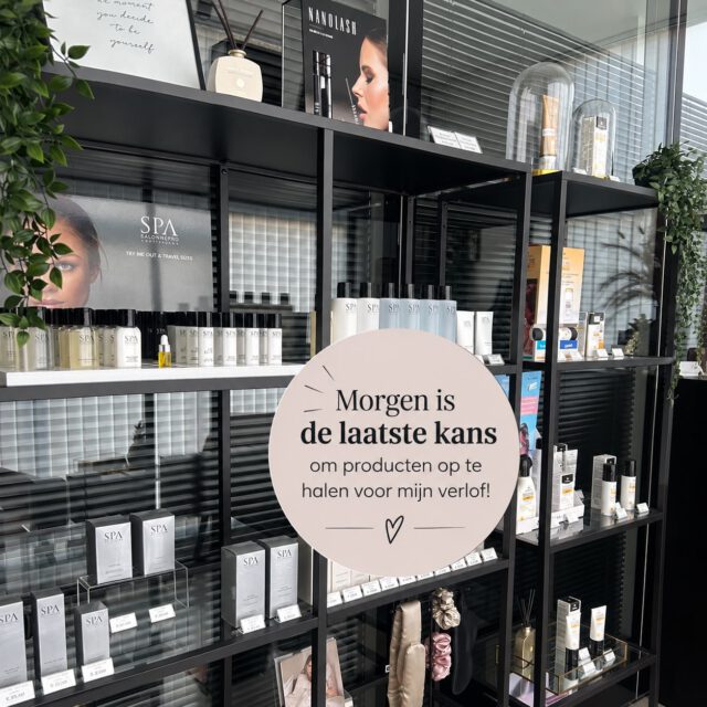 ✨𝐒𝐊𝐈𝐍𝐂𝐀𝐑𝐄 𝐈𝐒 𝐓𝐇𝐄 𝐊𝐄𝐘✨

Morgen is de laatste dag vóór mijn verlof om je favoriete skincareproducten op te halen! 🤍

Dus… 𝒄𝒉𝒆𝒄𝒌 𝒗𝒂𝒏𝒅𝒂𝒂𝒈 𝒏𝒐𝒈 𝒆𝒗𝒆𝒏 𝒋𝒆 𝒗𝒐𝒐𝒓𝒓𝒂𝒂𝒅.🧴
Want met de producten van SPA doe je bij dagelijks gebruik gemiddeld 3 à 4 maanden. Perfect om goed voorbereid mijn verlof in te gaan én je skincare-routine gewoon voort te zetten. ✨

🛍️𝖬𝗈𝗋𝗀𝖾𝗇 = 𝗅𝖺𝖺𝗍𝗌𝗍𝖾 𝗆𝗈𝗀𝖾𝗅𝗂𝗃𝗄𝗁𝖾𝗂𝖽 𝗈𝗆 𝗉𝗋𝗈𝖽𝗎𝖼𝗍𝖾𝗇 𝗈𝗉 𝗍𝖾 𝗁𝖺𝗅𝖾𝗇 𝗏óó𝗋 𝗆𝗂𝗃𝗇 𝗏𝖾𝗋𝗅𝗈𝖿!

Twijfel je wat je nodig hebt? Stuur me gerust een berichtje, dan kijk ik met je mee. 💌